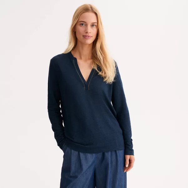 Μακρυμάνικη λινή μπλούζα