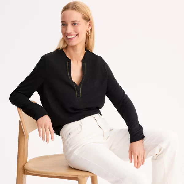 Μακρυμάνικη λινή μπλούζα