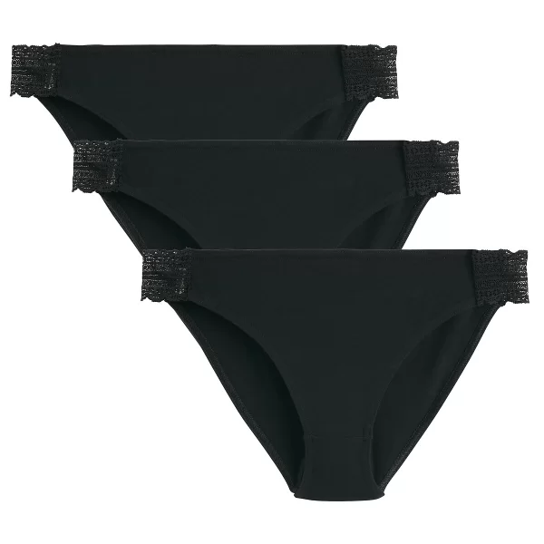 Σετ 3 σλιπ με λεπτομέρειες από δαντέλα