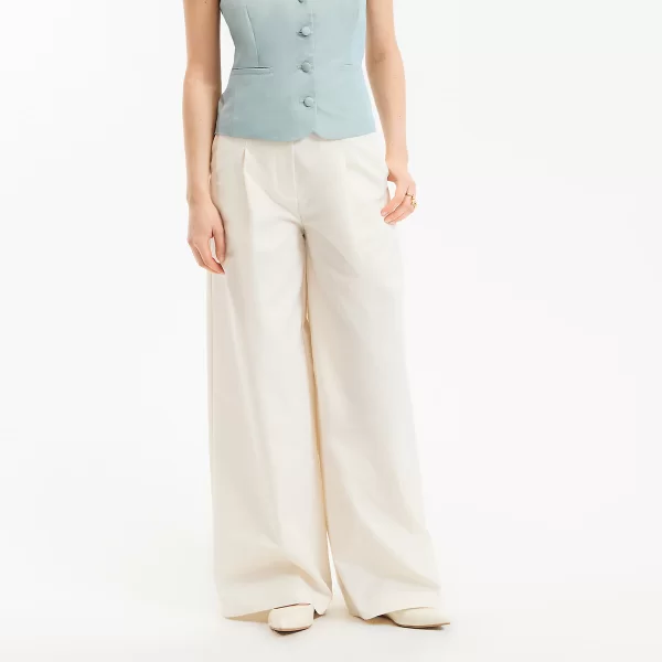 Παντελόνι φαρδύ με πιέτες από βαμβακερό μείγμα