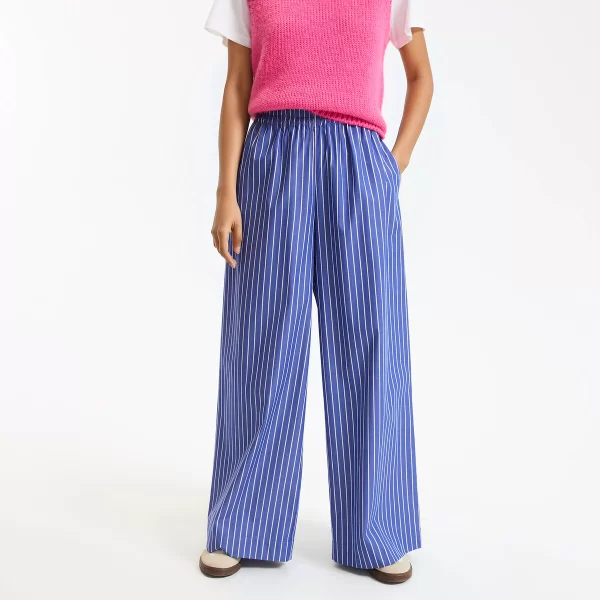 Φαρδύ παντελόνι με ρίγες και ελαστική μέση