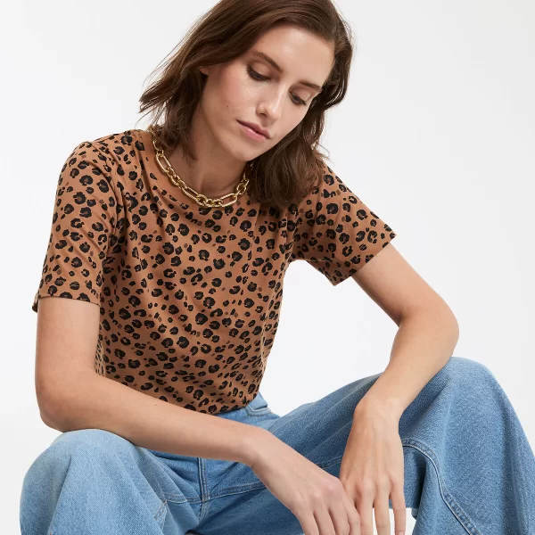 T-shirt κοντομάνικο εκτύπωση λεοπάρ