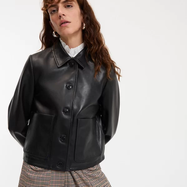 La Redoute Collections Κοντό δερμάτινο μπουφάν