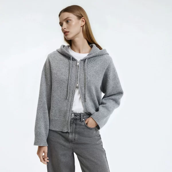 La Redoute Collections Κοντή ζακέτα με κουκούλα από μαλλί