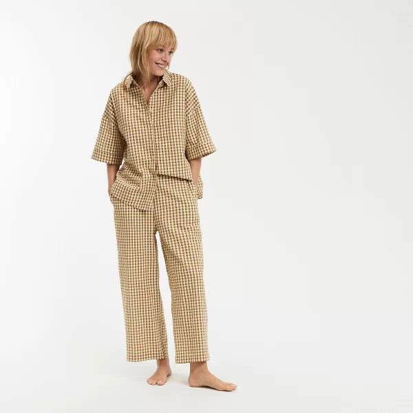 Πιτζάμα seersucker με υφαντό καρό Vichy