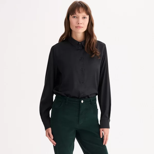 Σατέν πουκάμισο με μακριά μανίκια