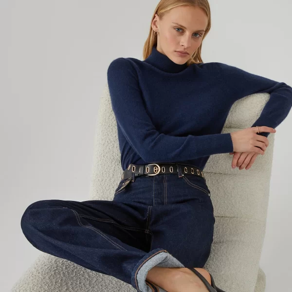 Λεπτό πλεκτό με γυριστό λαιμό από κασμίρι