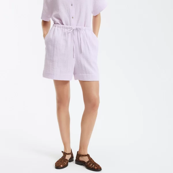 Σορτς από βαμβακερή γάζα με ελαστική ζώνη