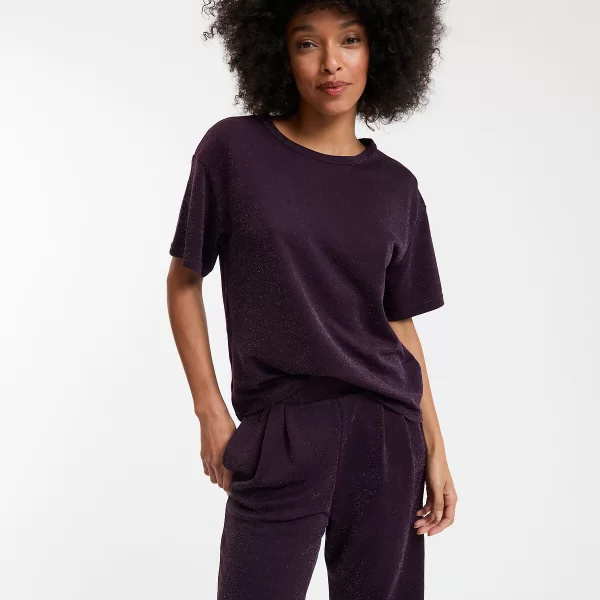 La Redoute Collections Κοντομάνικη μπλούζα με μεταλλιζέ όψη