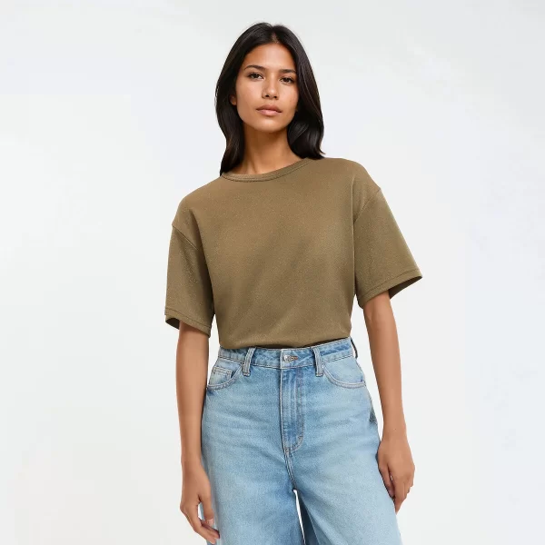 La Redoute Collections Κοντομάνικη μπλούζα με μεταλλιζέ όψη