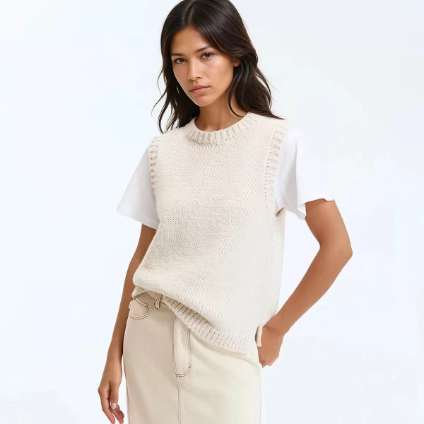 Αμάνικο πλεκτό με στρογγυλή λαιμόκοψη