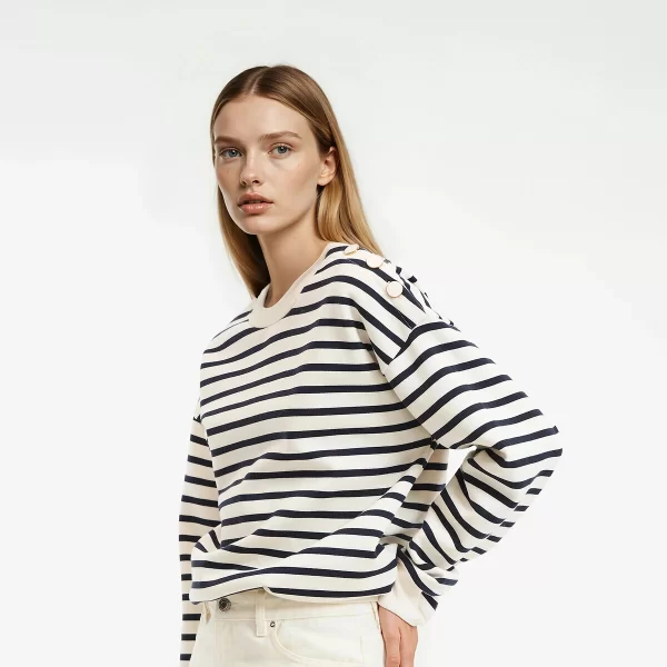 Φούτερ με ρίγες και στρογγυλή λαιμόκοψη