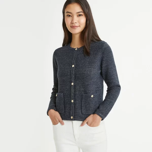 Λεπτή ζακέτα με στρογγυλή λαιμόκοψη και κουμπιά