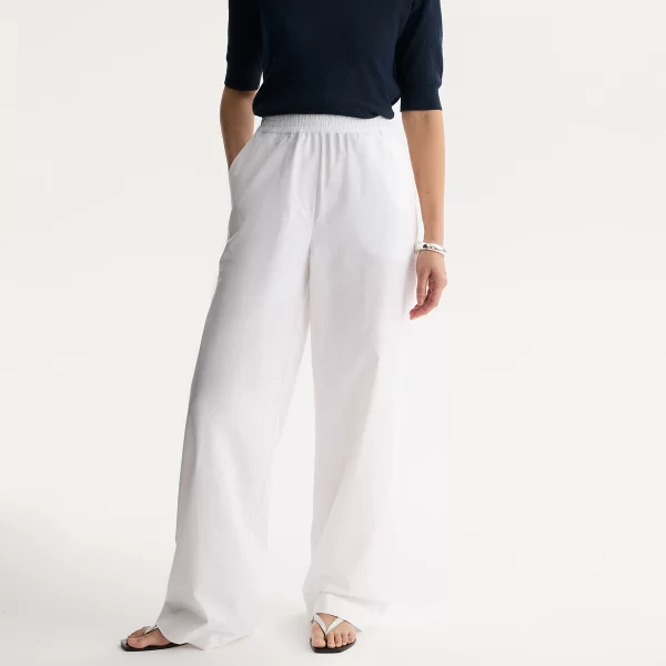 Φαρδύ παντελόνι από λινό και βαμβάκι με ελαστική μέση