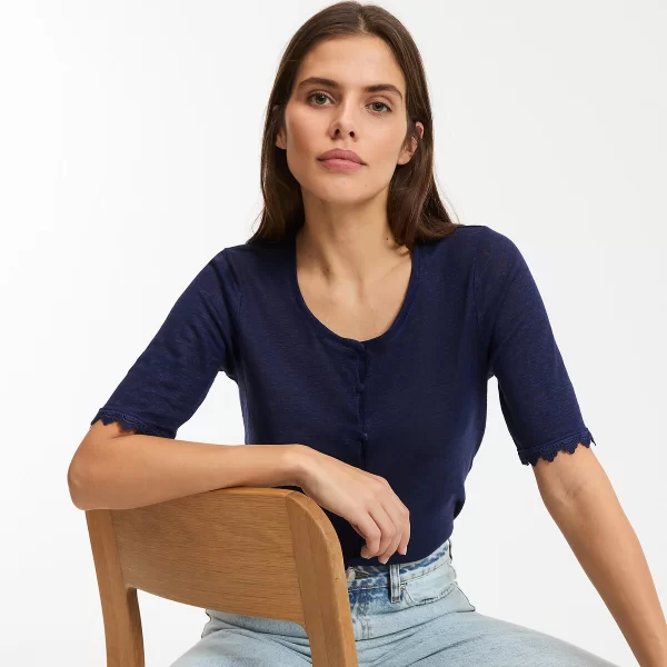 Λινή κοντομάνικη μπλούζα