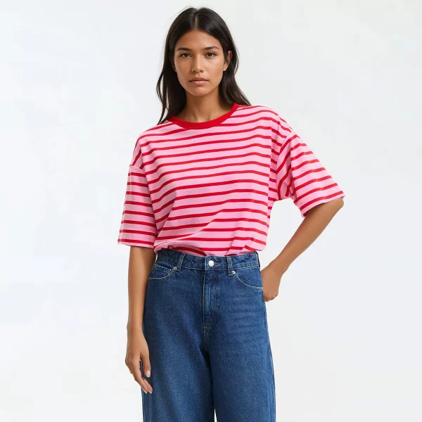 Ριγέ μπλούζα σε loose γραμμή