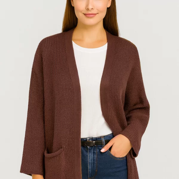 πλεκτή ζακέτα τσέπες Franca σοκολά