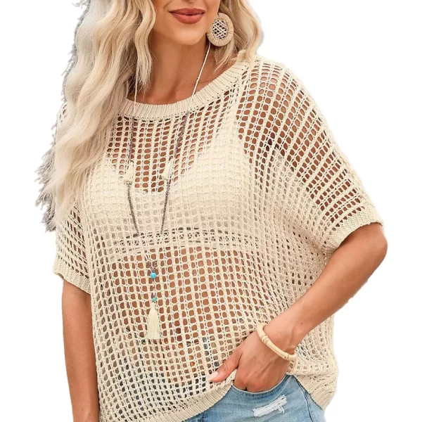 Πλεκτή Μπλούζα - Μπεζ - LC277006-Μπεζ-XL