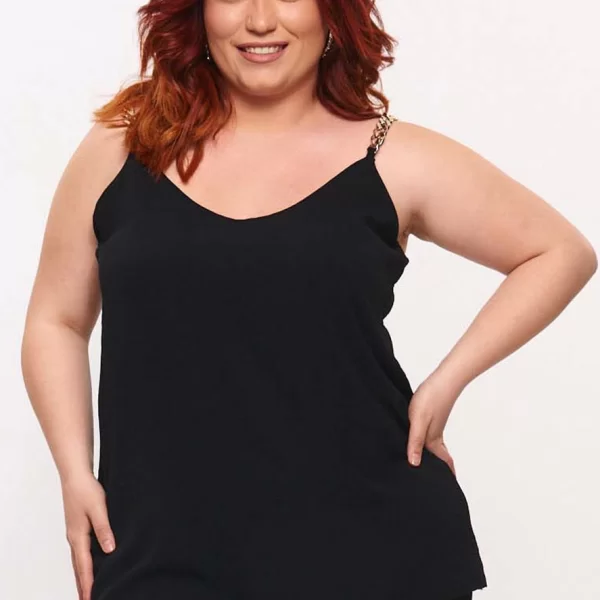 Μπλούζα Με Αλυσίδες - Μαύρο - LC4309-Μαύρο-One Size