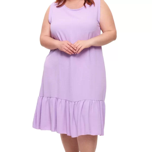 Plus Size Αμάνικο Φόρεμα Με Χρυσή Αλυσίδα - Λιλά - LC3286-Λιλά-One Size