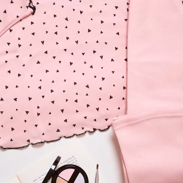 Βαμβακερή Φούτερ Πιτζάμα Hearts - Ροζ - LC5048-Ροζ-L