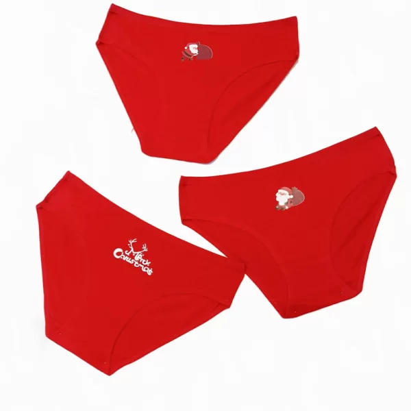 2+1 Δώρο Βαμβακερά Κιλοτάκια Christmas - Κόκκινο - LC5757-Κόκκινο-S/M