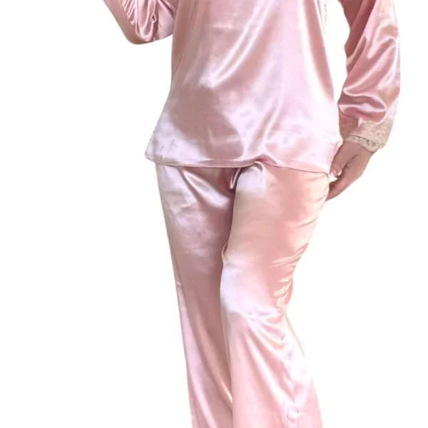 LINGERIE CENTER Πυτζάμα Σατέν Luxury Style - Ροζ - CV45223-Ροζ-M