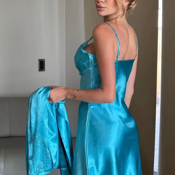 Σατέν Σετ Monte Carlo - Τυρκουάζ - LC55213-2-Τυρκουάζ-2XL