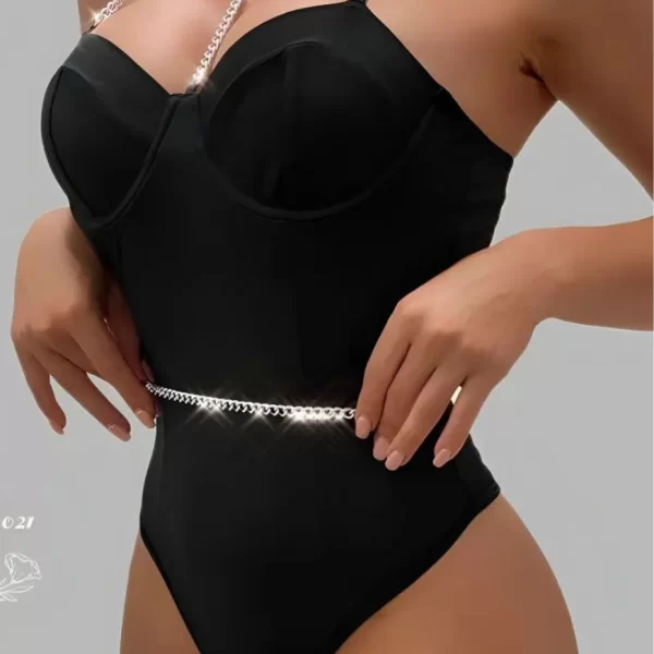 LINGERIE CENTER Κορμάκι Brazil με Αλυσίδες Caroline - Μαύρο - LC0688-Μαύρο-One Size