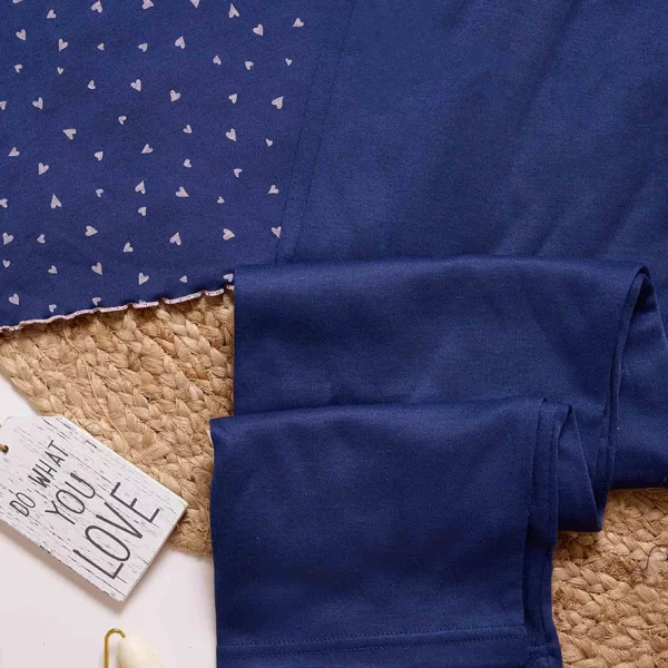 LINGERIE CENTER Βαμβακερή Φούτερ Πιτζάμα Hearts - Μπλε - LC5048-Μπλε-L