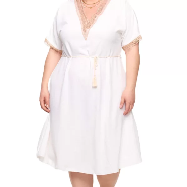 Plus Size Φόρεμα Grecian - Λευκό - LC1000-Λευκό-One Size