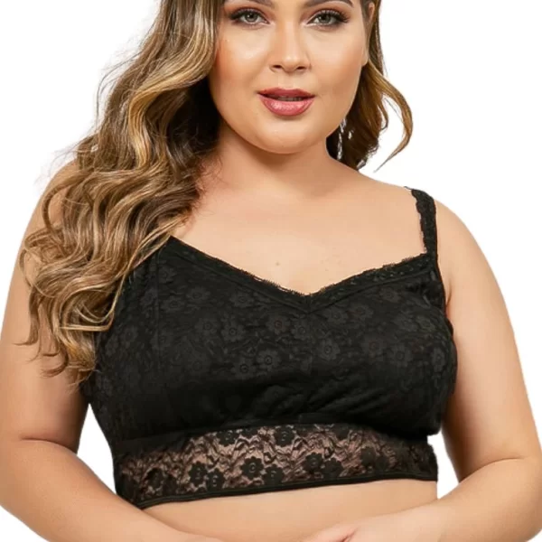 LINGERIE CENTER Δαντελένιο Bustier Plus Size - Μαύρο - LC8255-Μαύρο-3XL