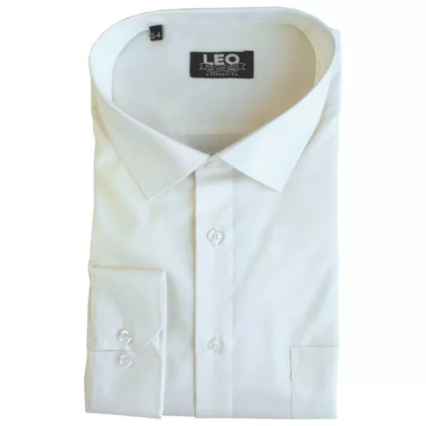 XXXL LEO Πουκάμισο μονόχρωμο με rex γιακά και μακρύ μανίκι - Baby Powder
