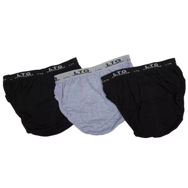 XXXL LEO Σλιπ βαμβακερά τριών τεμαχίων - ΜΑΥΡΟ/ΓΚΡΙ