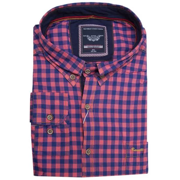 Πουκάμισο καρό βαμβακερό υπερμέγεθος - Magenta/Blue