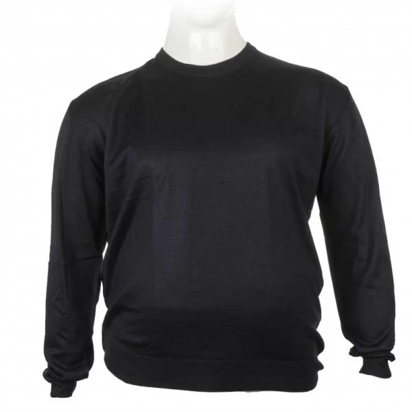 Πλεκτη μπλουζα μονοχρωμη με λαιμοκοψη - Dark Blue