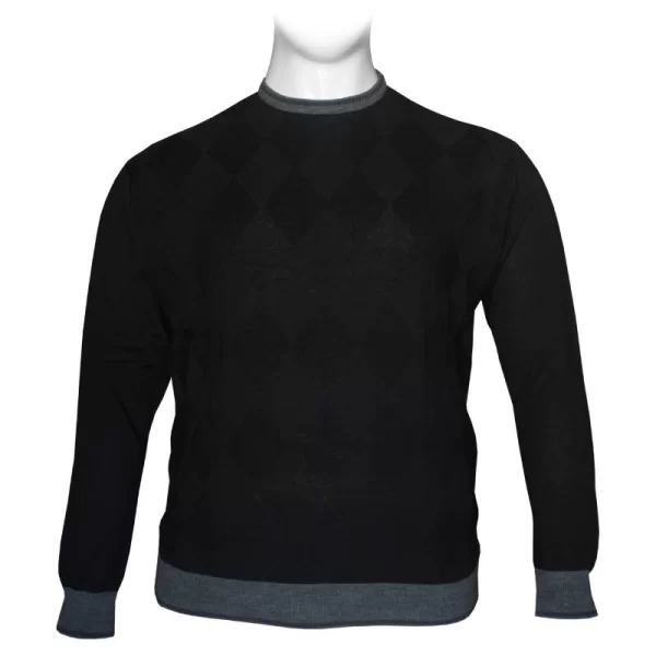 Πλεκτη μπλουζα με λαιμοκοψη και ζακαρ πλεξη - Black