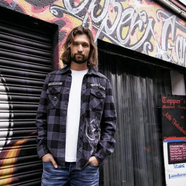 XXXL LEO Limited edition Motörhead Checkshirt - Black/Slate Grey