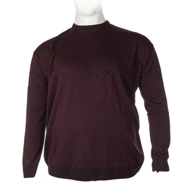 XXXL LEO Βαμβακερό jacquard πλεκτό πουλόβερ της Leo Collection - Ruby Wine