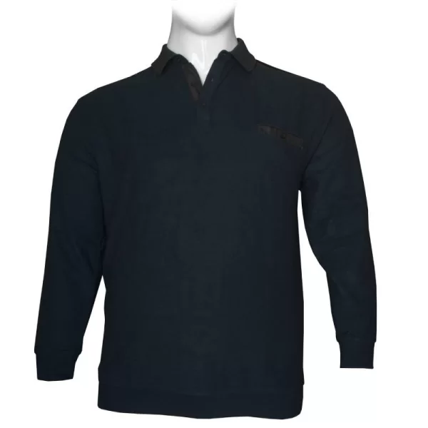Βαμβακερό polo wool feel με τσέπη στο στήθος - Dark Blue