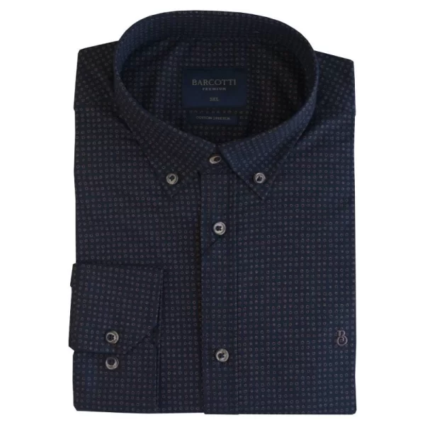 Πουκάμισο μακρυμάνικο ελαστικό με μικροσχέδιο - Dark Blue