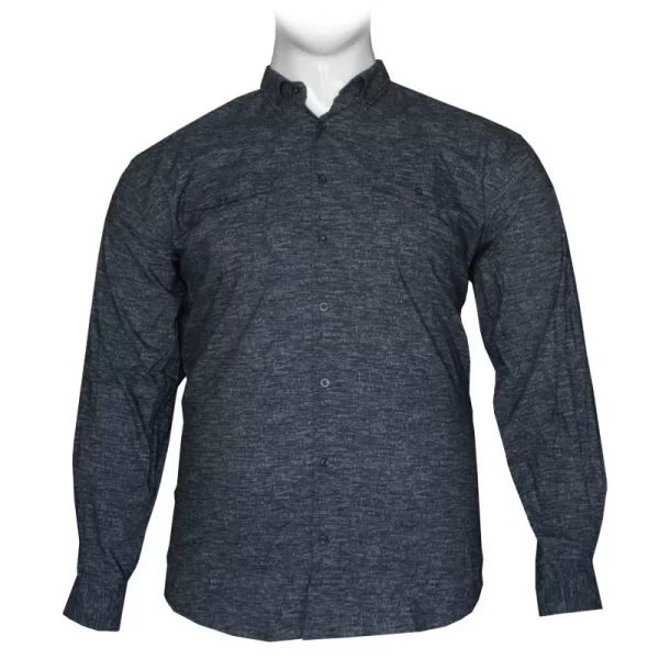 Πουκάμισο μακρυμάνικο ελαστικό με μικροσχέδιο και cargo τσέπες - Dark Blue/Grey