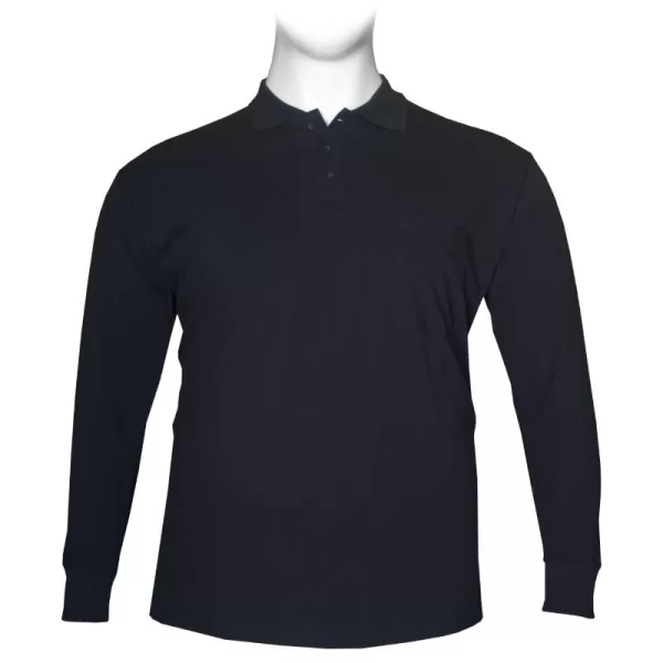 Polo πικέ μονόχρωμη με τσέπη - NAVY BLUE