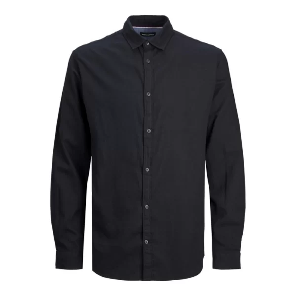 Jack & Jones Egingham Shirt,βαμβακερό πουκάμισο φανέλα - Black