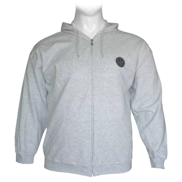 XXXL LEO Ζακέτα φούτερ δίκλωνη με κουκούλα και patch - Light Grey