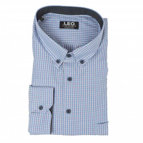 XXXL LEO Πουκάμισο καρό γαλλικής ραφής 