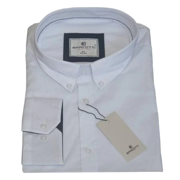 XXXL LEO King size ελαστικό μονόχρωμο μακρυμάνικο πουκάμισο - White