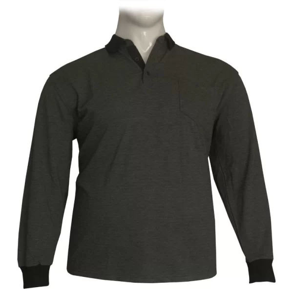 Μπλούζα Polo βαρύπλακη με κουμπί και τσέπη στο στήθος - Anthracite