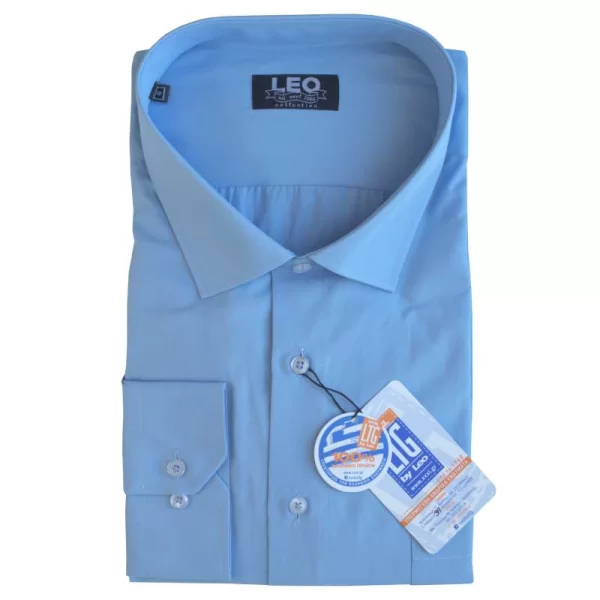 XXXL LEO Πουκάμισο μονόχρωμο με μακρύ μανίκι - Jordy Blue