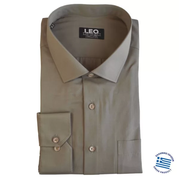 XXXL LEO Μονόχρωμο μακρυμάνικο πουκάμισο 